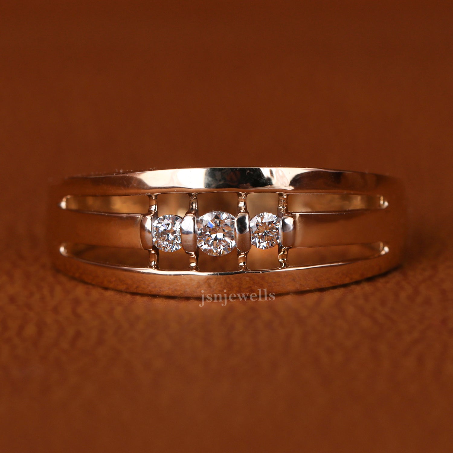 Round Cut Lab Grown Diamond Channel Men's Wedding Band