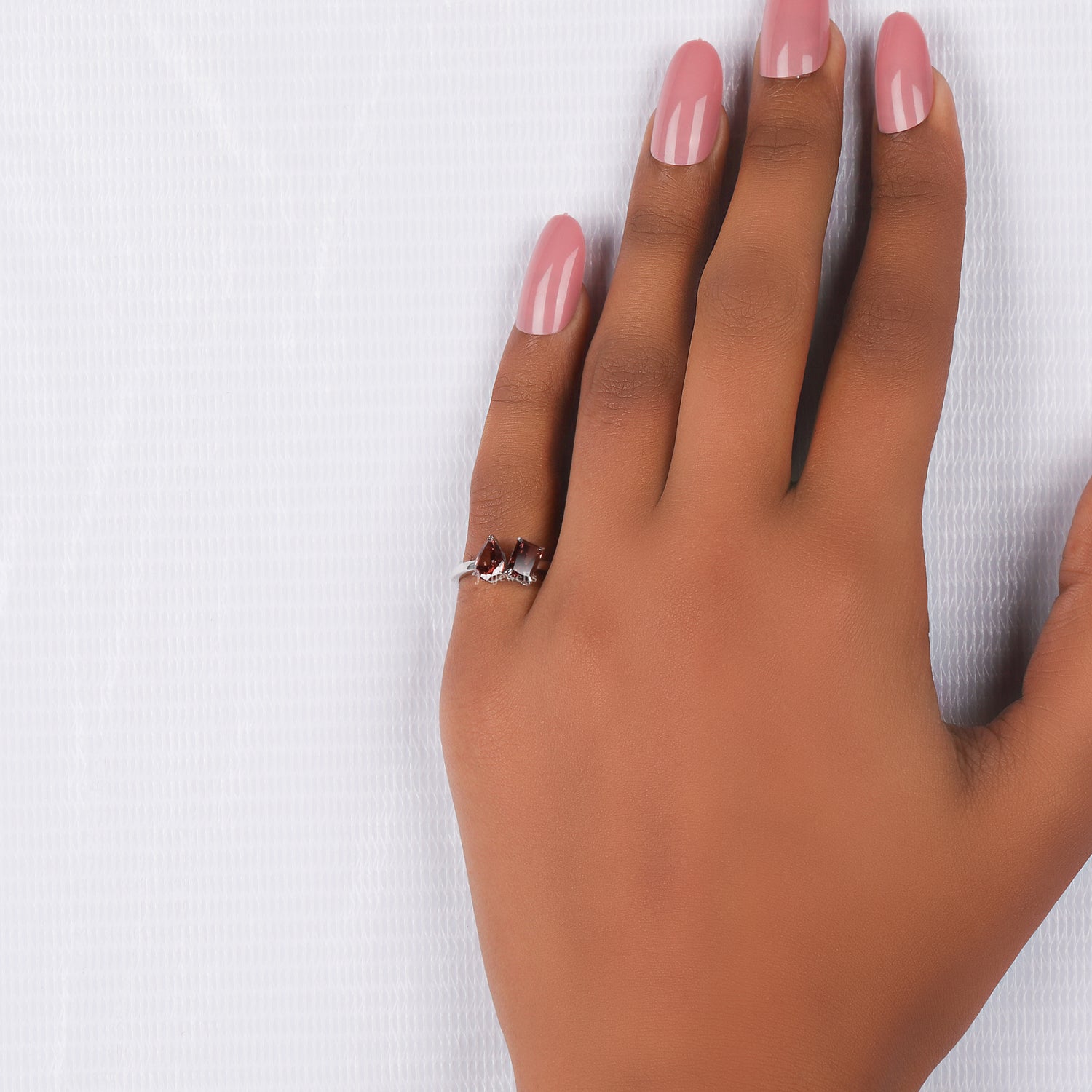 Pink Pear & Radiant Cut Lab Grown Diamond Toi et Moi Engagement Ring
