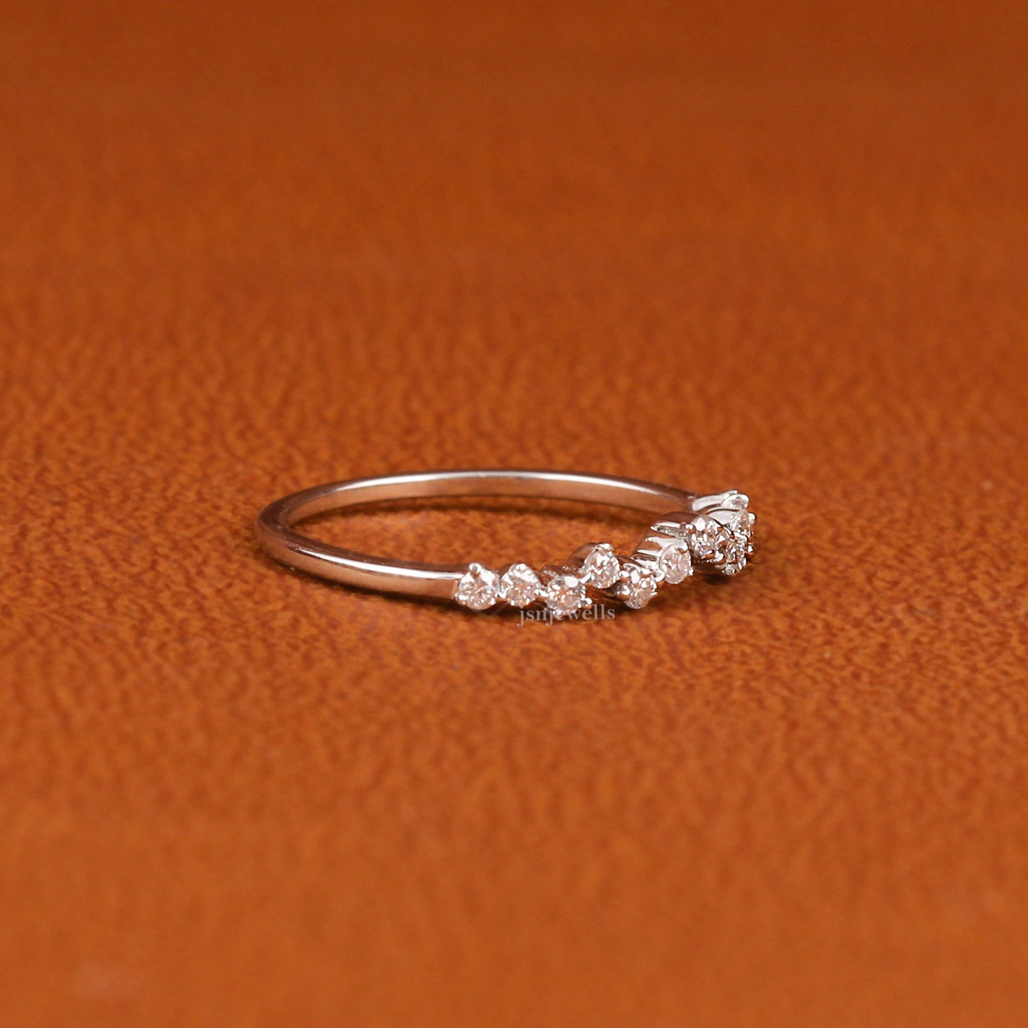 Round Cut Lab Grown Diamond Half Eternity Wedding Band