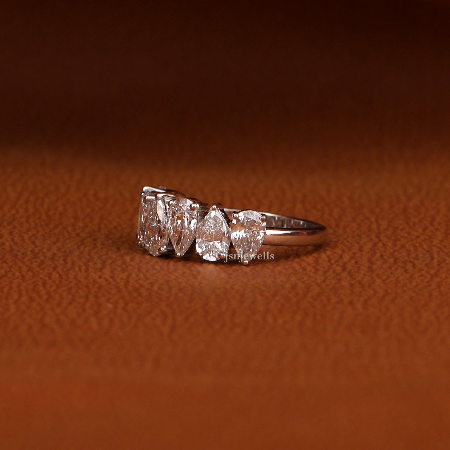 Pear Cut Lab Grown Diamond Half Eternity Wedding Band