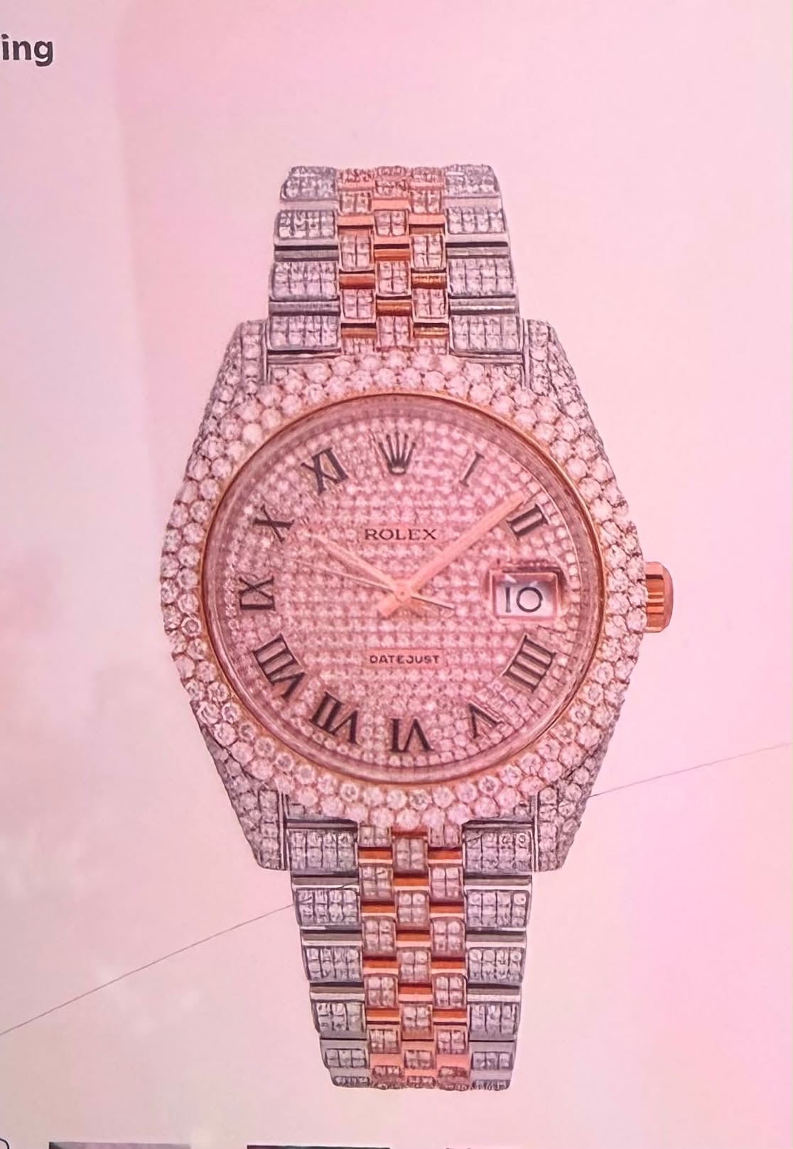 Customized Full Iced Out Moissanite  Diamond Watch rose gold