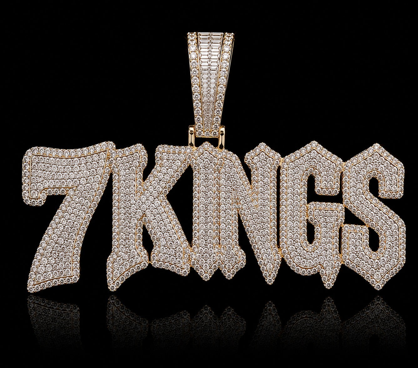 custom 7KINGS letter moissanite diamond pendant 925 silver(first payment)
