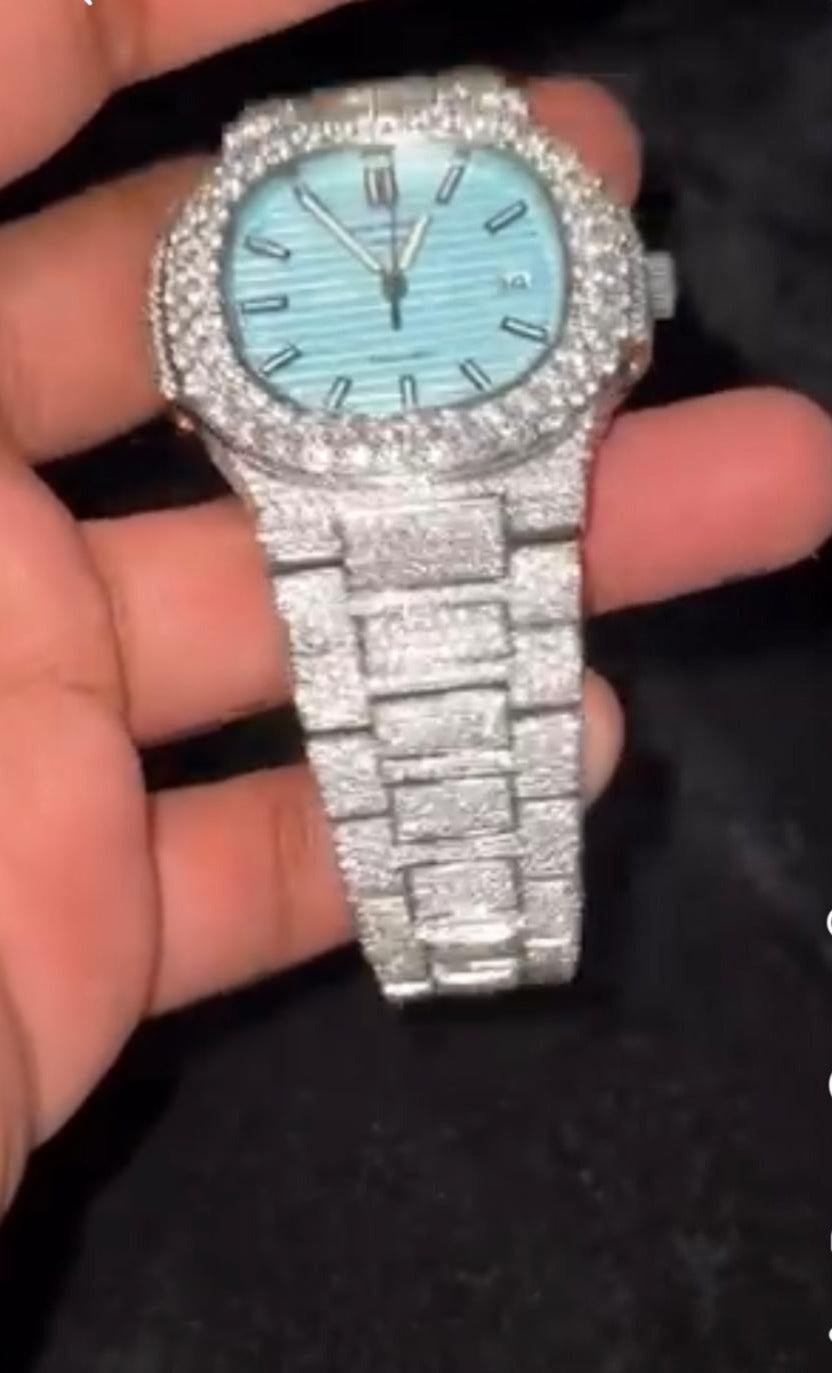 Custom full iced out full white watch