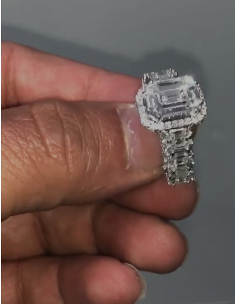 customize 925 silver moissanite diamond 5 carat emerald cut diamond ring